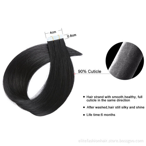Wholesale hot sells 100% Unprocessed high quality Healthy bouncy texture rumy human hair tape weft hair Tape-in Hair extension